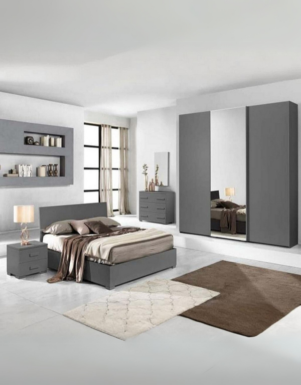 غرفة نوم خشب ام دي اف 4 قطع - رمادي كود Bedroom12026