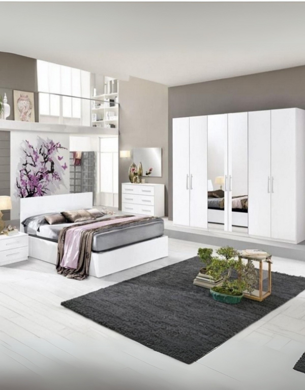 غرفة نوم خشب مُصنع اتحاد اوروبي 5 قطع - أبيض كود Bedroom12028
