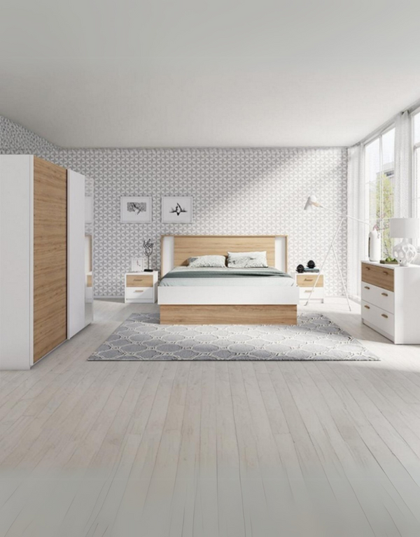 غرفة نوم ام دى اف 5 قطع - أبيض وبيج كود Bedroom12033