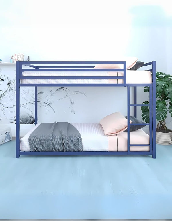 MDF wood bed with blue velvet