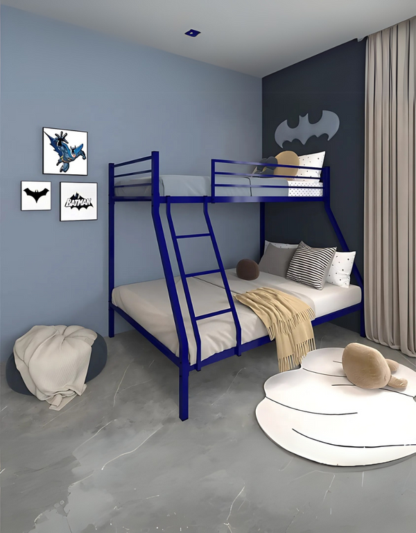 MDF wood bed with blue velvet