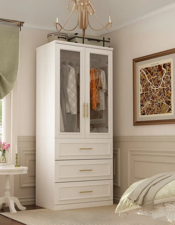 دولاب ام دي اف ضلفة ابيض - 180 × 80 × 50 سم كود Wardrobe17018