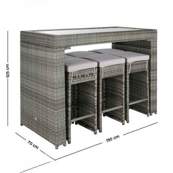 Rattan bar set for 6 people