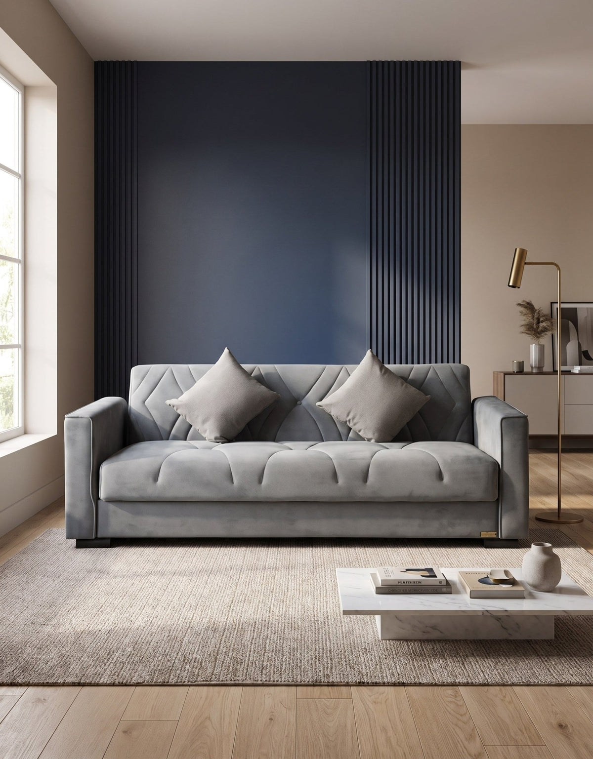2020 صوفا بد الدورا رمادى فاتح كنبة سرير - اثاث _ sofa bed