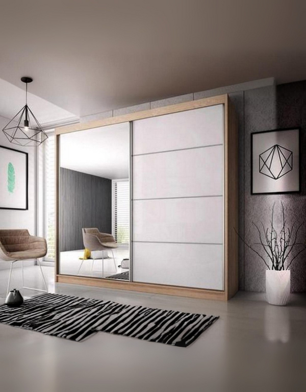 دولاب ام دي اف 2 باب بيج - 220×180×50 سم كود Wardrobe17009