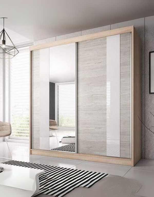 دولاب ام دي اف 2 باب بيج - 230×220×60 سم كود Wardrobe17020
