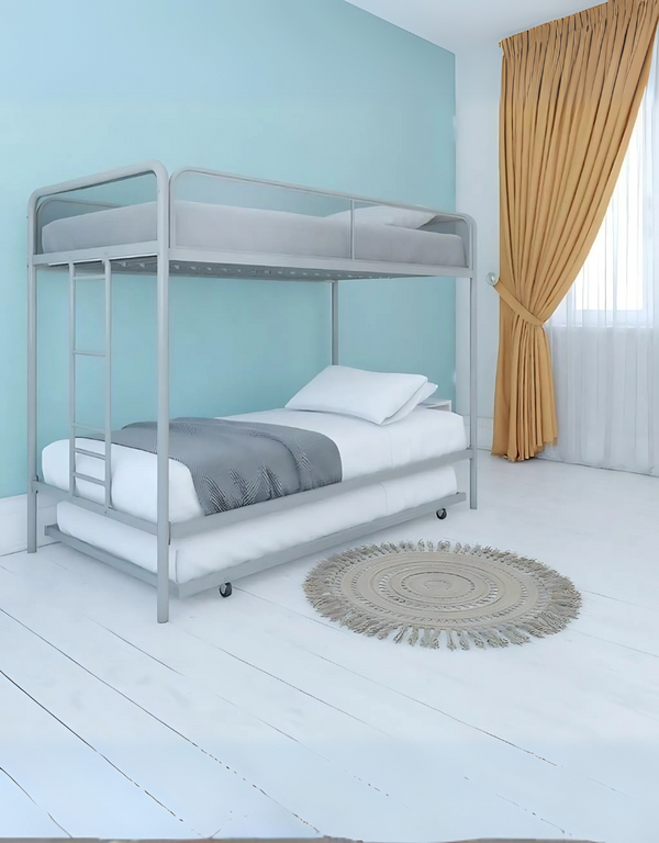 MDF wood bed with blue velvet