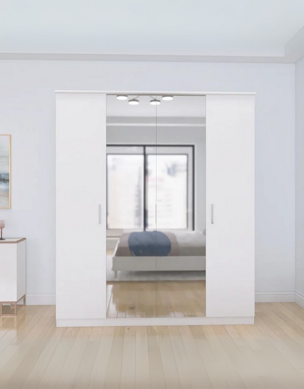 دولاب ام دي اف 3 ضلف ابيض - 200 × 160 × 50 سم كود Wardrobe17011