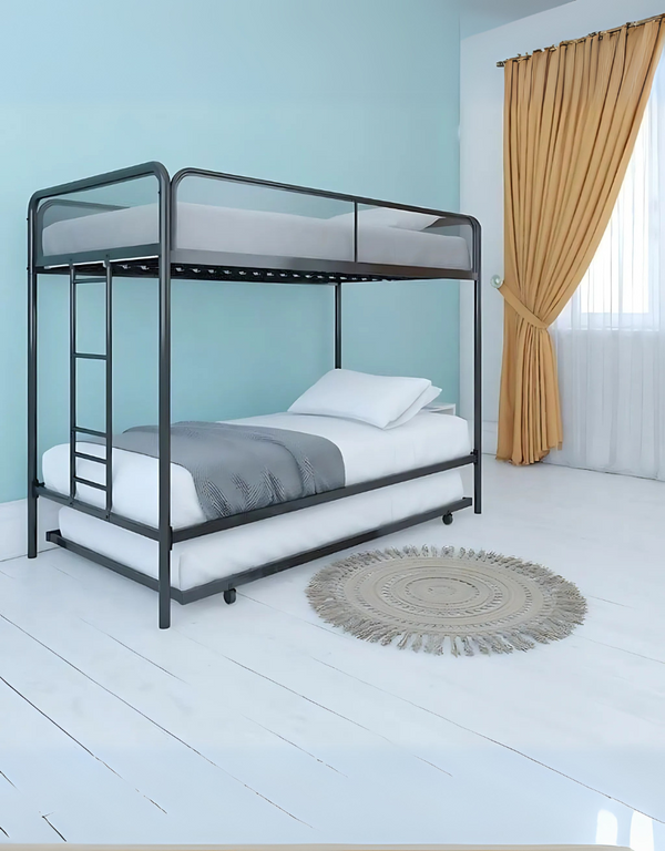 MDF wood bed with blue velvet