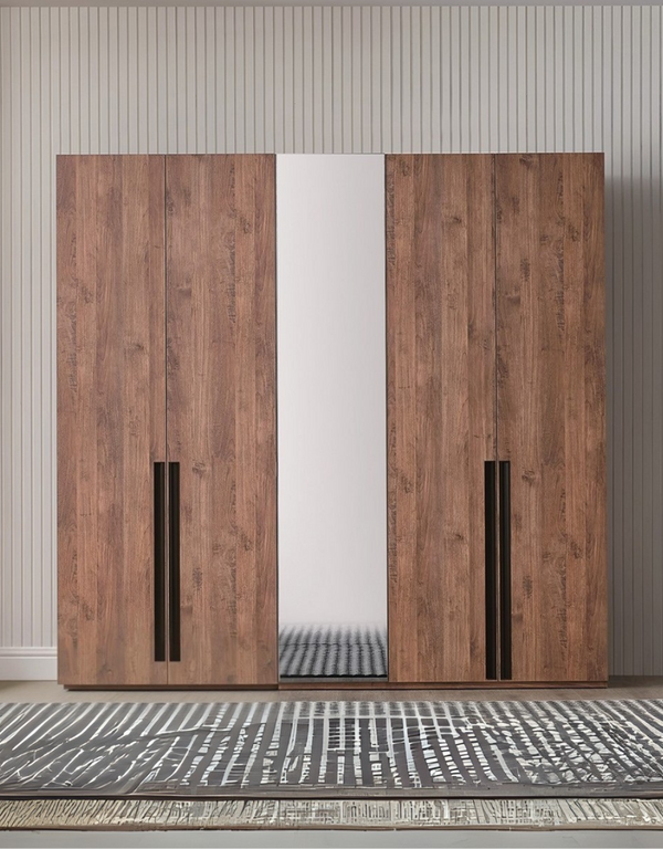 دولاب خشب إتحاد أوربي 3 ضلف بني و أسود - 220×200×50 سم كود Wardrobe17007