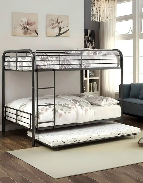 MDF wood bed with blue velvet