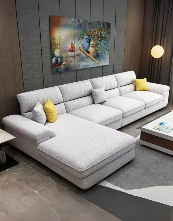كنبة ركنة خشب زان و قماش كتان كود sofa10042