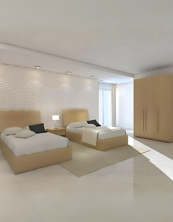 غرفه نوم خشب إتحاد أوربي 4 قطع - بيج كود Bedroom12001