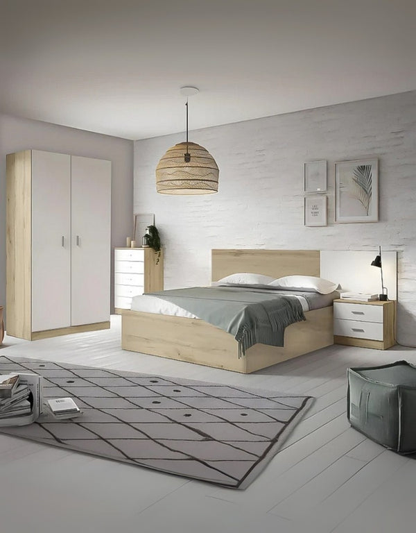 غرفة نوم خشب إتحاد أوربي 4 قطع - بيج و أبيض كود Bedroom12010