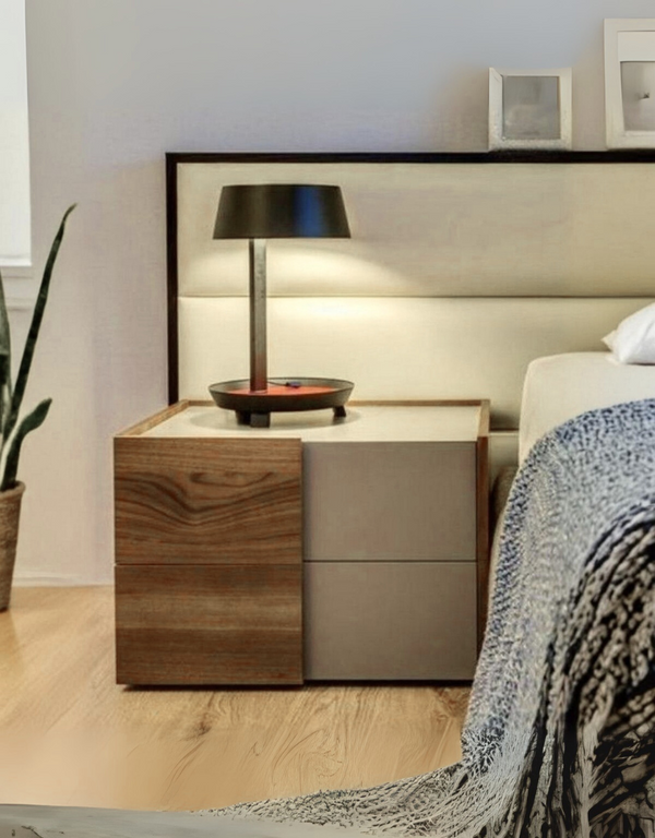 كومود خشب ام دي اف أبيض وبني - 50×40×40 سم كود Commode14000
