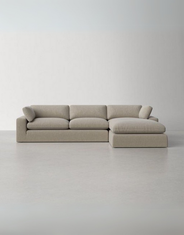 كنبة ركنة خشب زان و كتان - بيج كود sofa10025