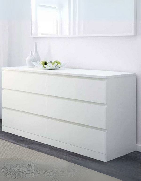 وحدة أدراج ام دى اف 6 أدراج أبيض - 75×140×40 سم كود Drawer-unit16010