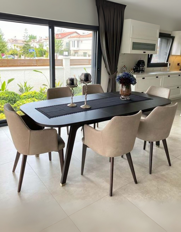 غرفة سفرة 7 قطع خشب زان - اسود كود Diningtable11008