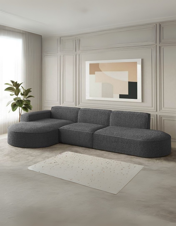 كنبة ركنة خشب زان وكتان كود sofa10008