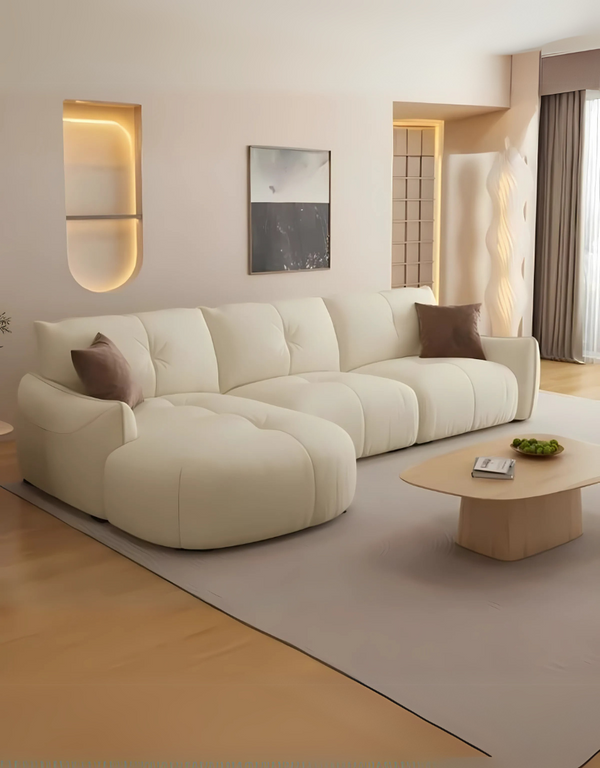كنبة ركنة خشب زان وكتان - اوف وايت كود sofa10030