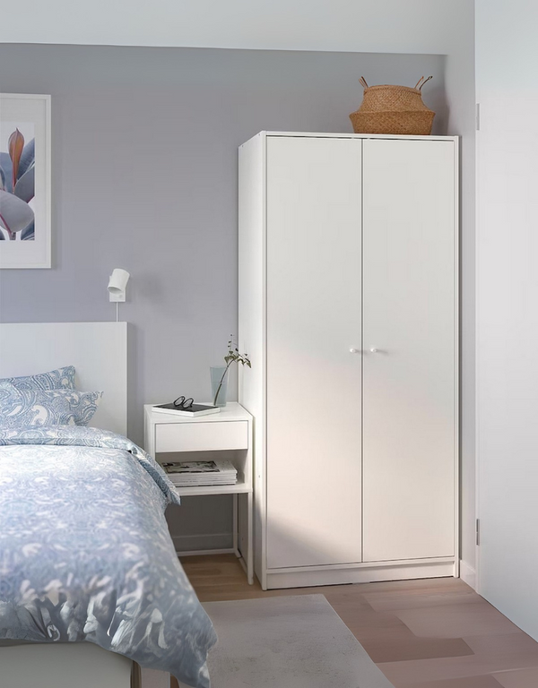 دولاب خشب إتحاد أوربي ضلفة أبيض - 80×40×176 سم كود Wardrobe17006