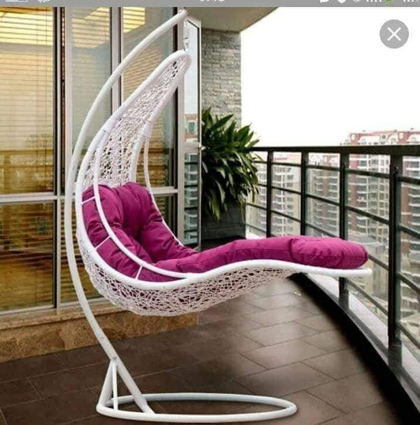 Outdoor furniture, swing chaise lounge, white/purple