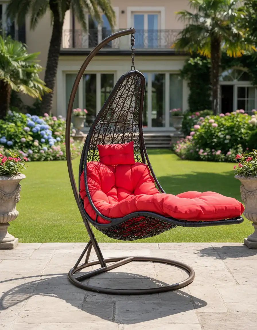 اثاث خارجى مرجيحة شيزلونج، اسود/احمر كود outdoor4006 _ أثاث خارجي