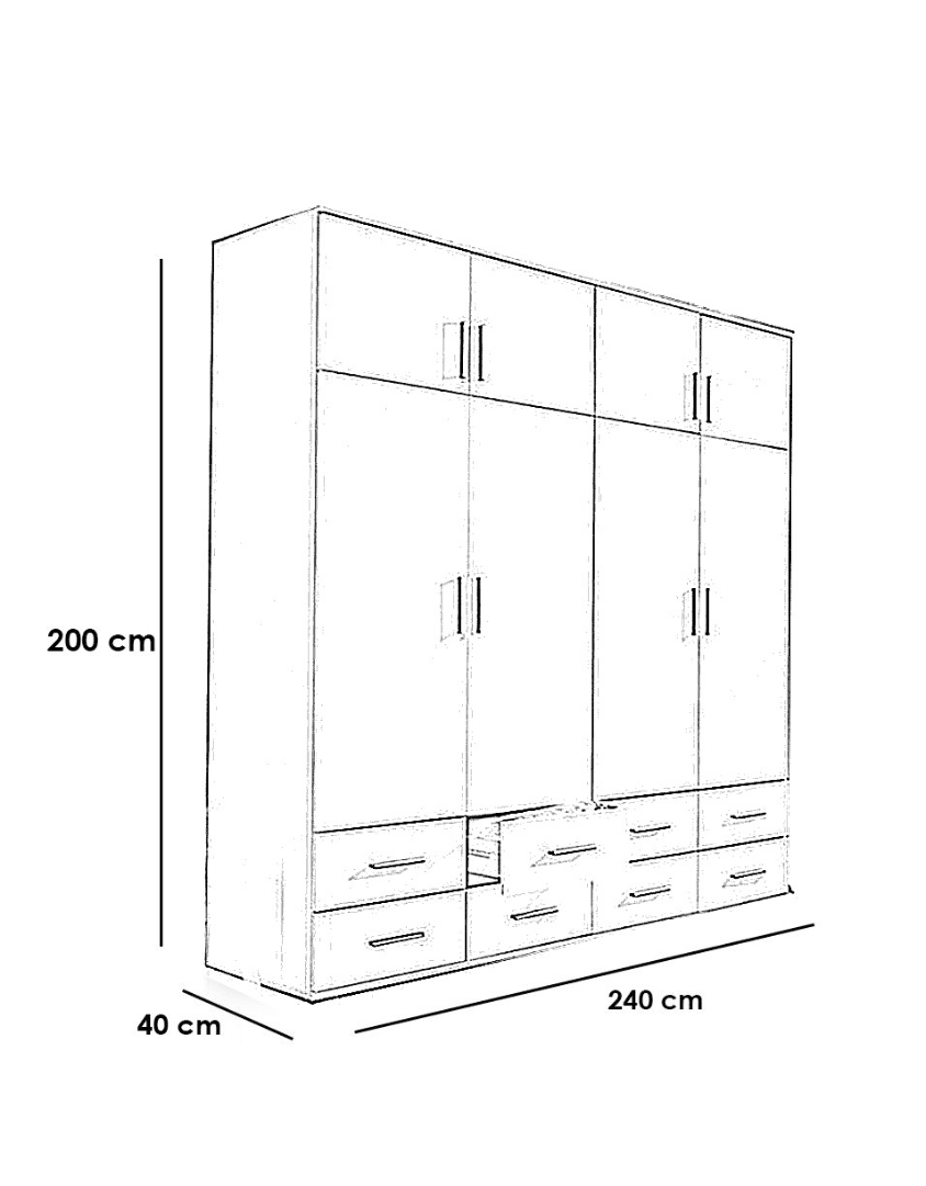 دولاب 2 ضلفة و ادراج 200*40*240سم كود Wardrobe17021 _ دولاب