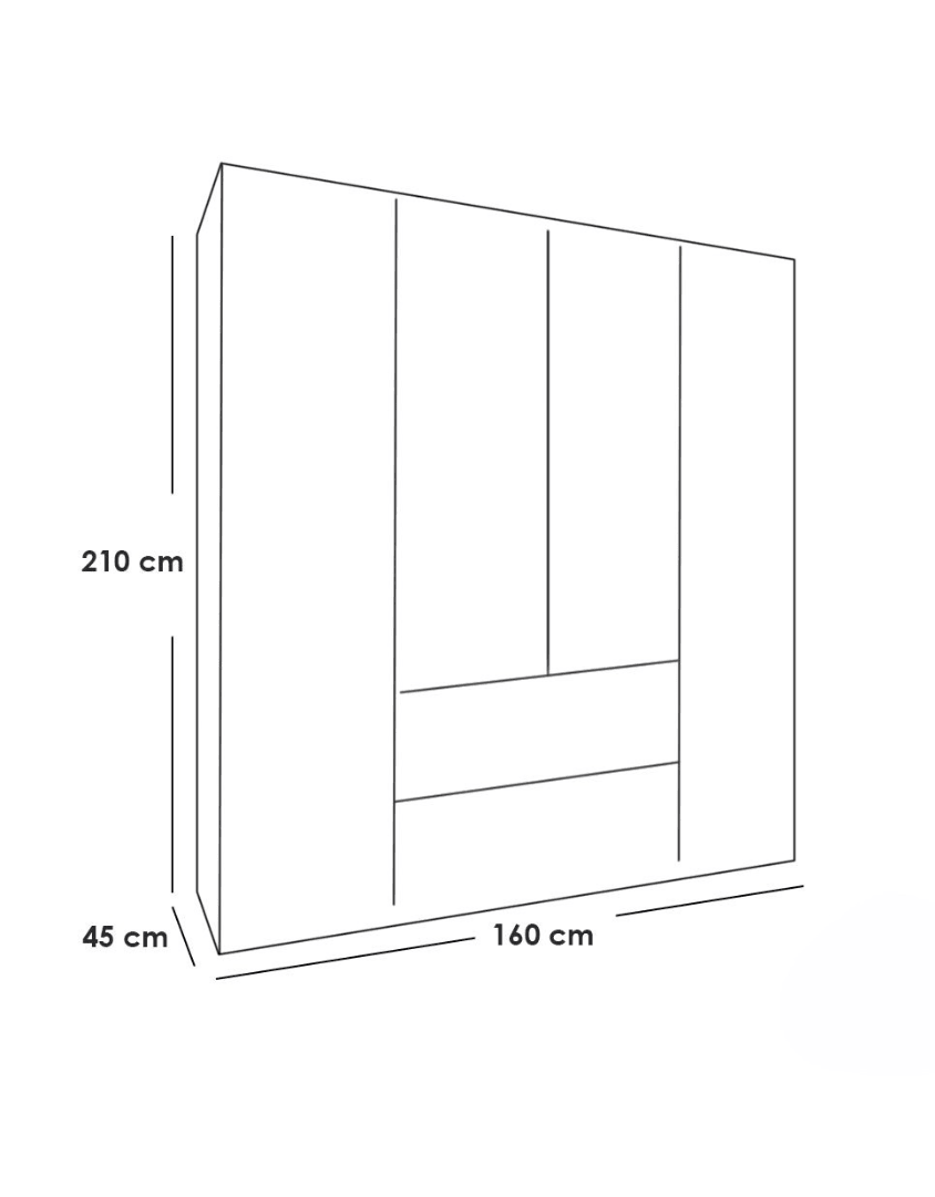 دولاب 3 ضلف - أبيض 210*160*45 سم كود Wardrobe17015 _ دولاب