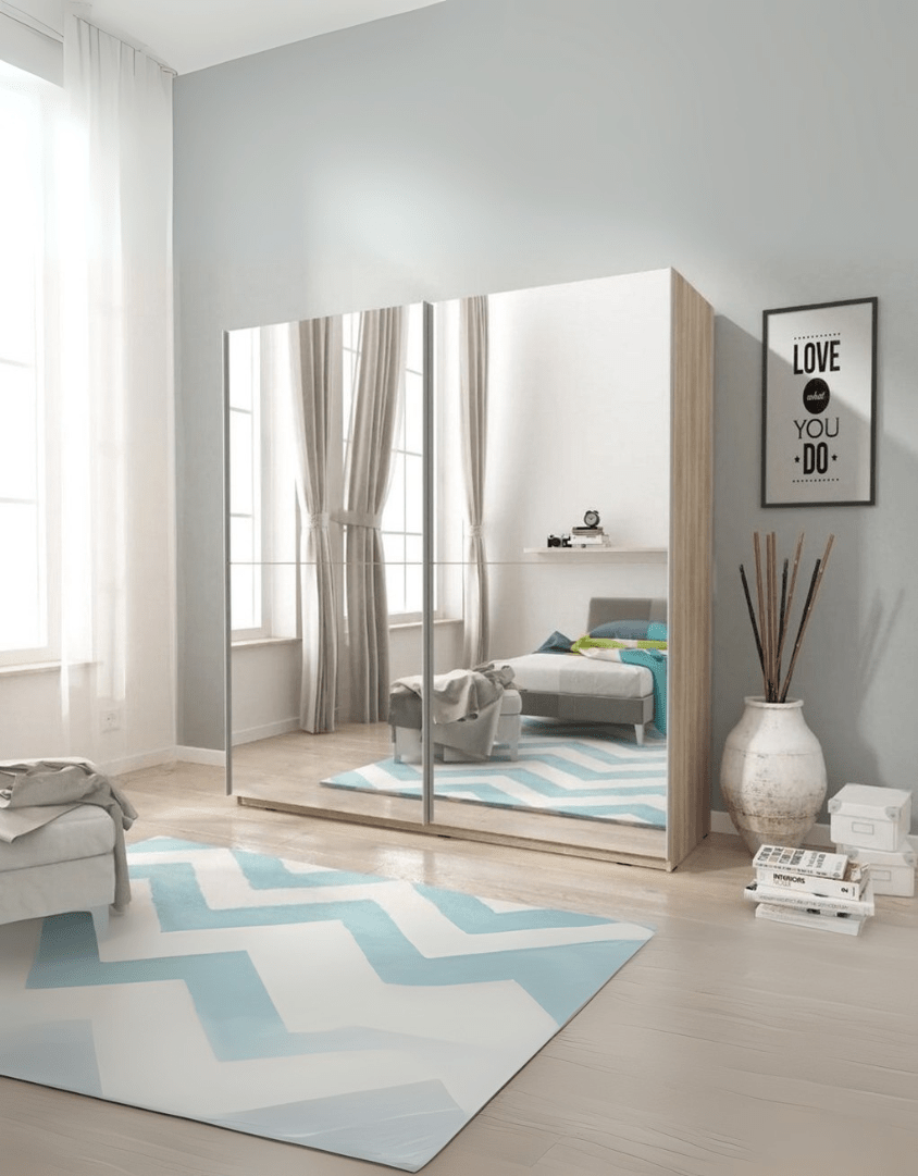 دولاب ام دي اف 2 باب بيج - 200×160×50 سم كود Wardrobe17014 _ دولاب