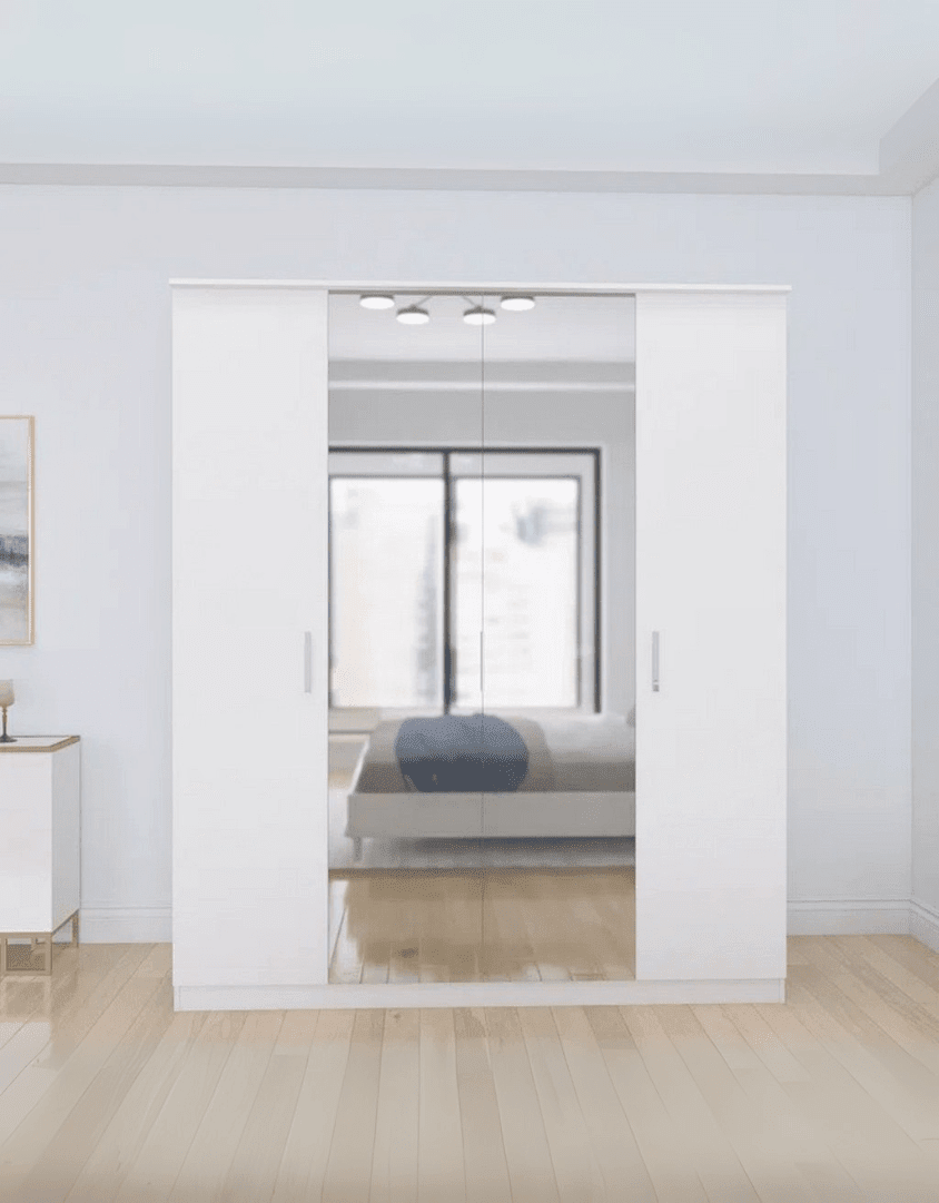 دولاب ام دي اف 3 ضلف ابيض - 200 × 160 × 50 سم كود Wardrobe17011 _ دولاب