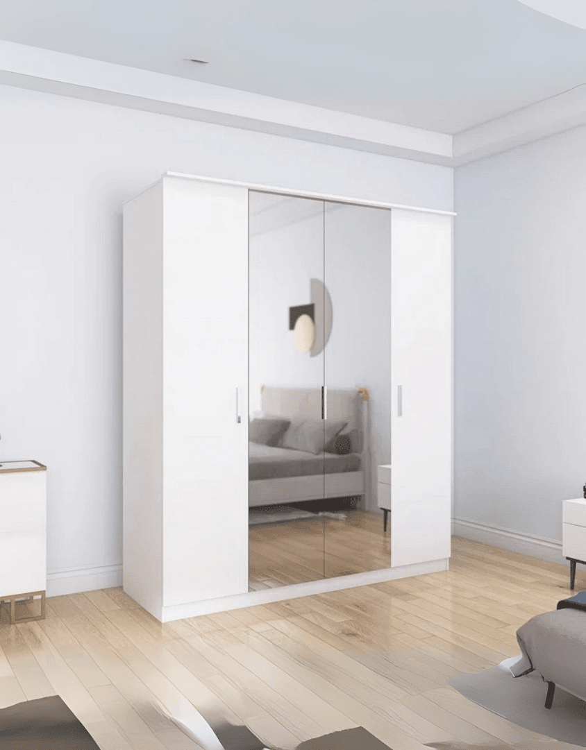 دولاب ام دي اف 3 ضلف ابيض - 200 × 160 × 50 سم كود Wardrobe17011 _ دولاب