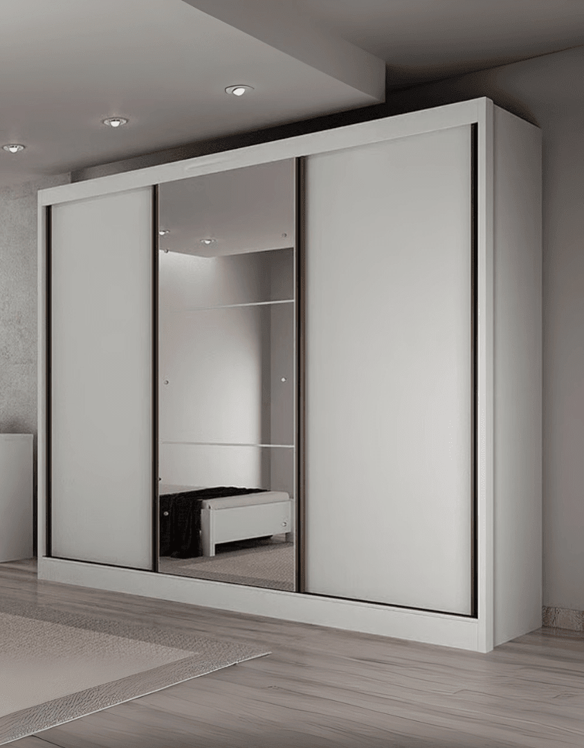 دولاب ام دي اف 3 ضلف أبيض - 220×200×50 سم كود Wardrobe17010 _ دولاب