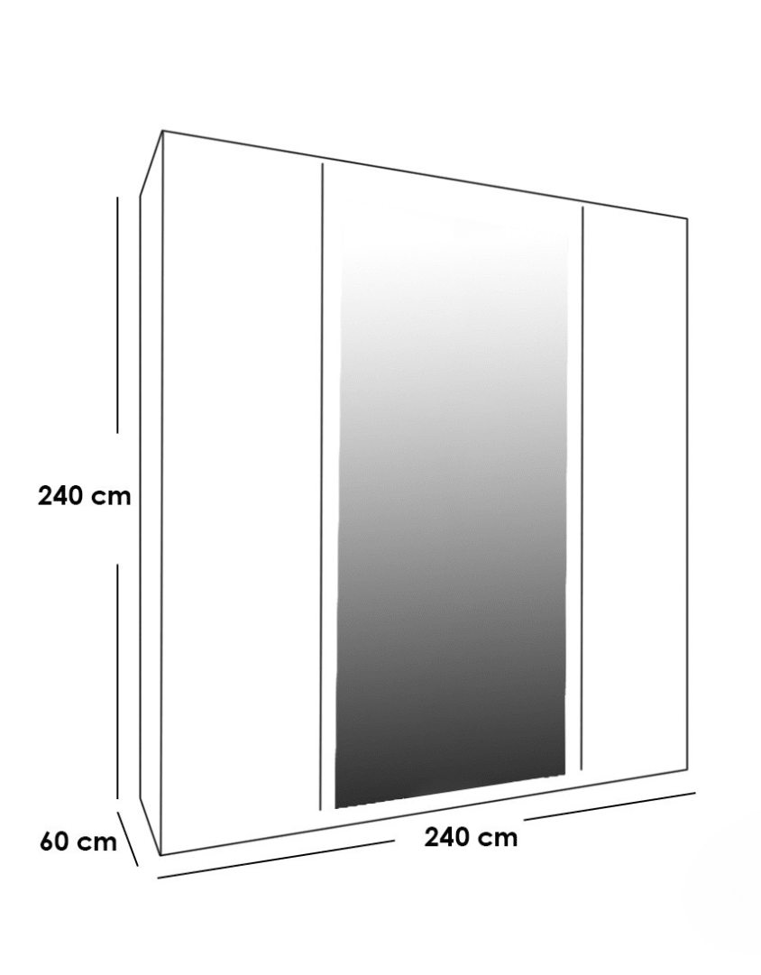 دولاب ام دي اف 3 ضلف أبيض - 240 × 60 × 240 سم كود Wardrobe17019 _ دولاب