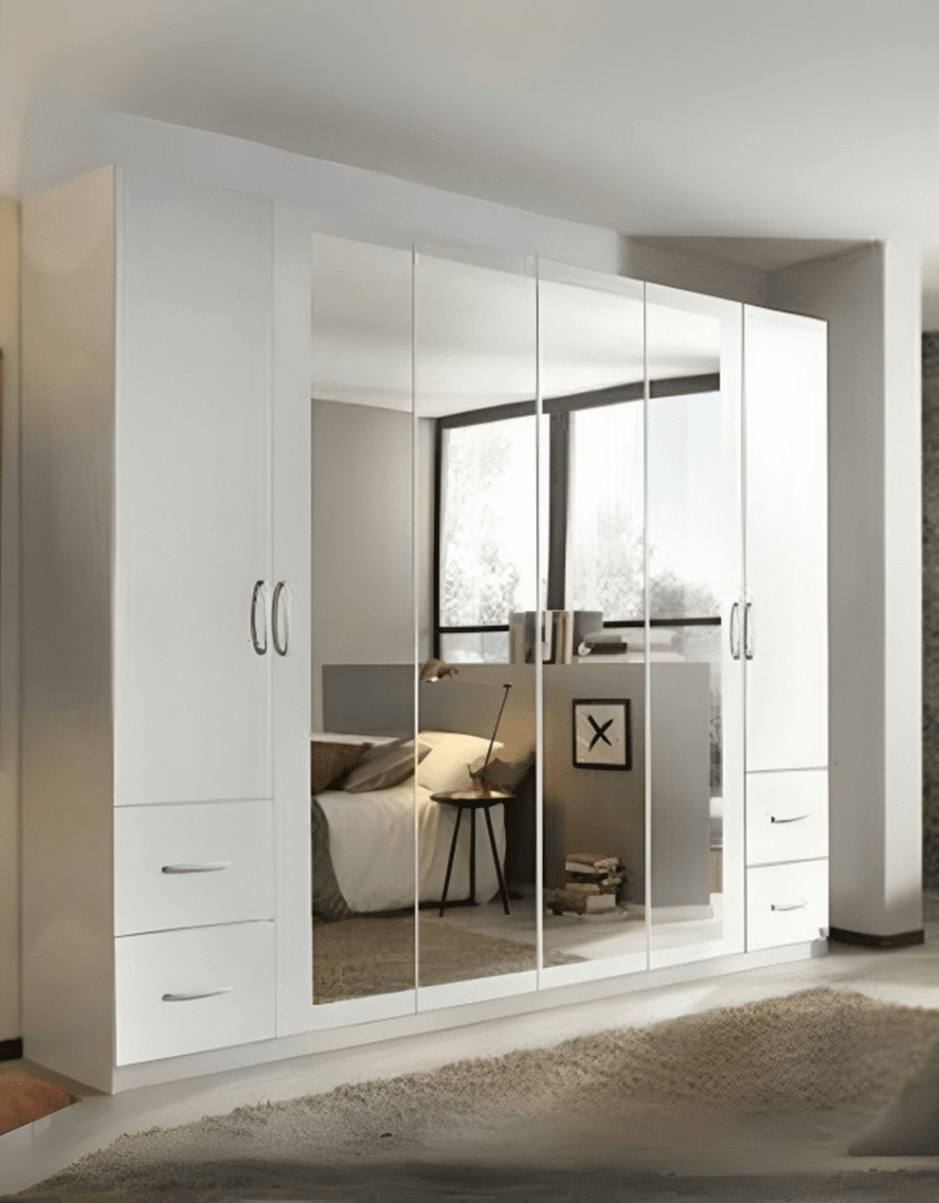 دولاب ام دي اف 3 ضلف أبيض - 240 × 60 × 240 سم كود Wardrobe17019 _ دولاب