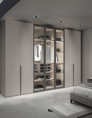 دولاب ام دي اف 3 ضلف بيج ورمادي - 240 × 60 × 240 سم كود Wardrobe17008 _ دولاب