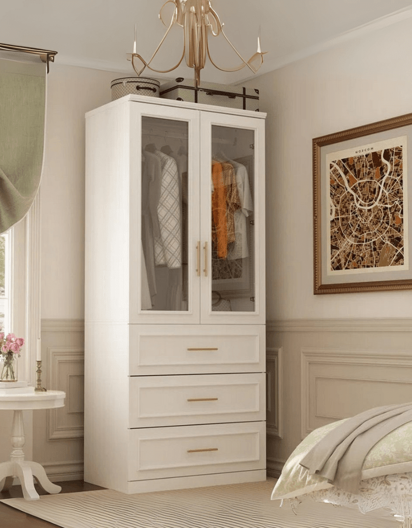 دولاب ام دي اف ضلفة ابيض - 180 × 80 × 50 سم كود Wardrobe17018 _ دولاب
