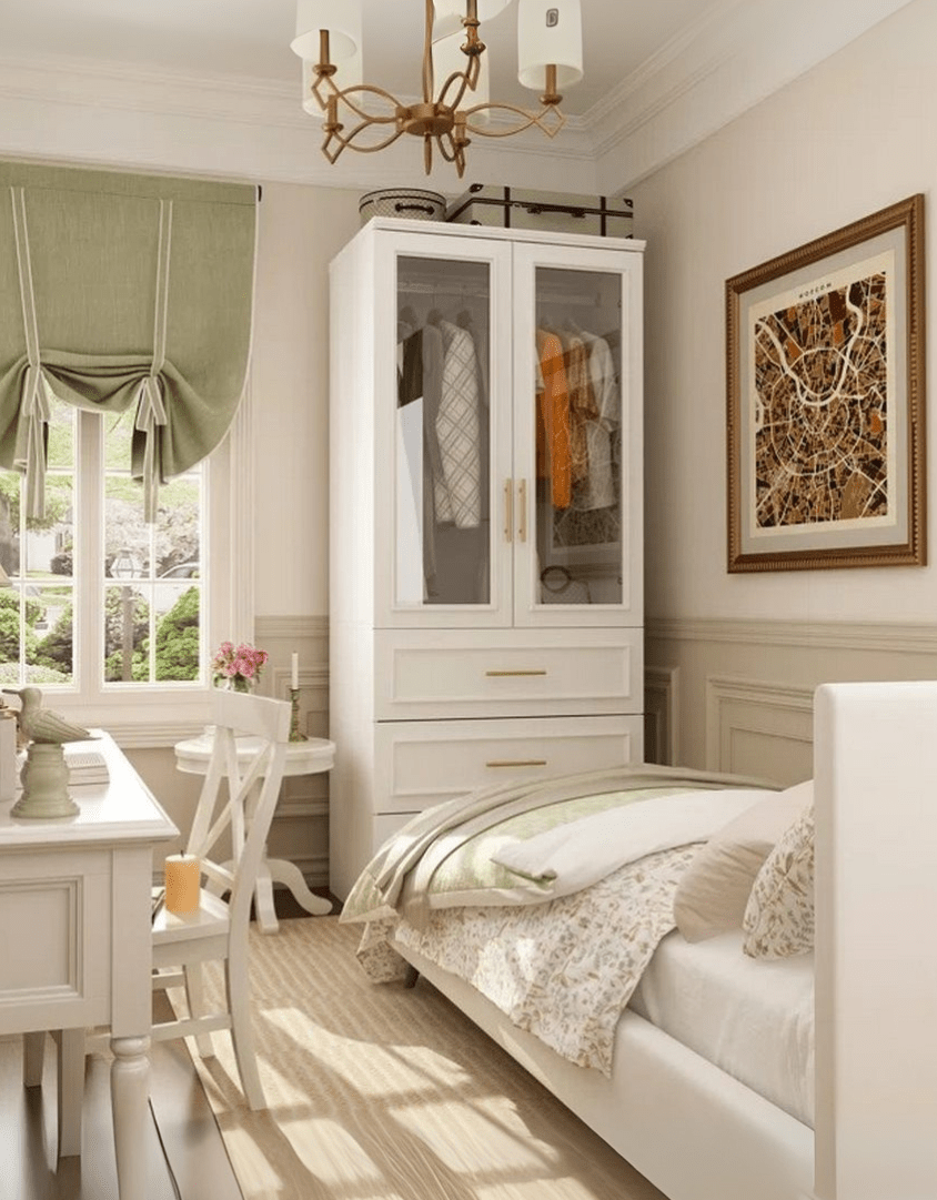 دولاب ام دي اف ضلفة ابيض - 180 × 80 × 50 سم كود Wardrobe17018 _ دولاب