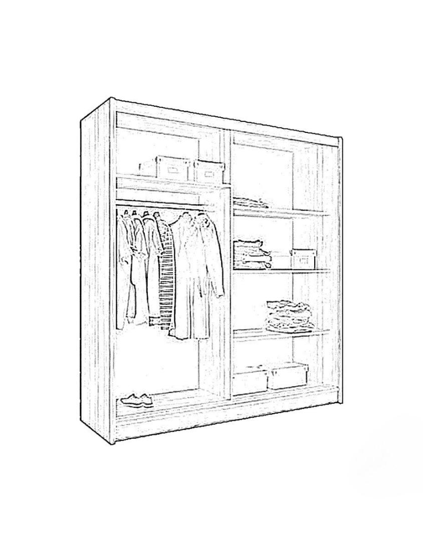 دولاب ام دي اف ضلفتين - 220×120×50 سم كود Wardrobe17000 _ دولاب