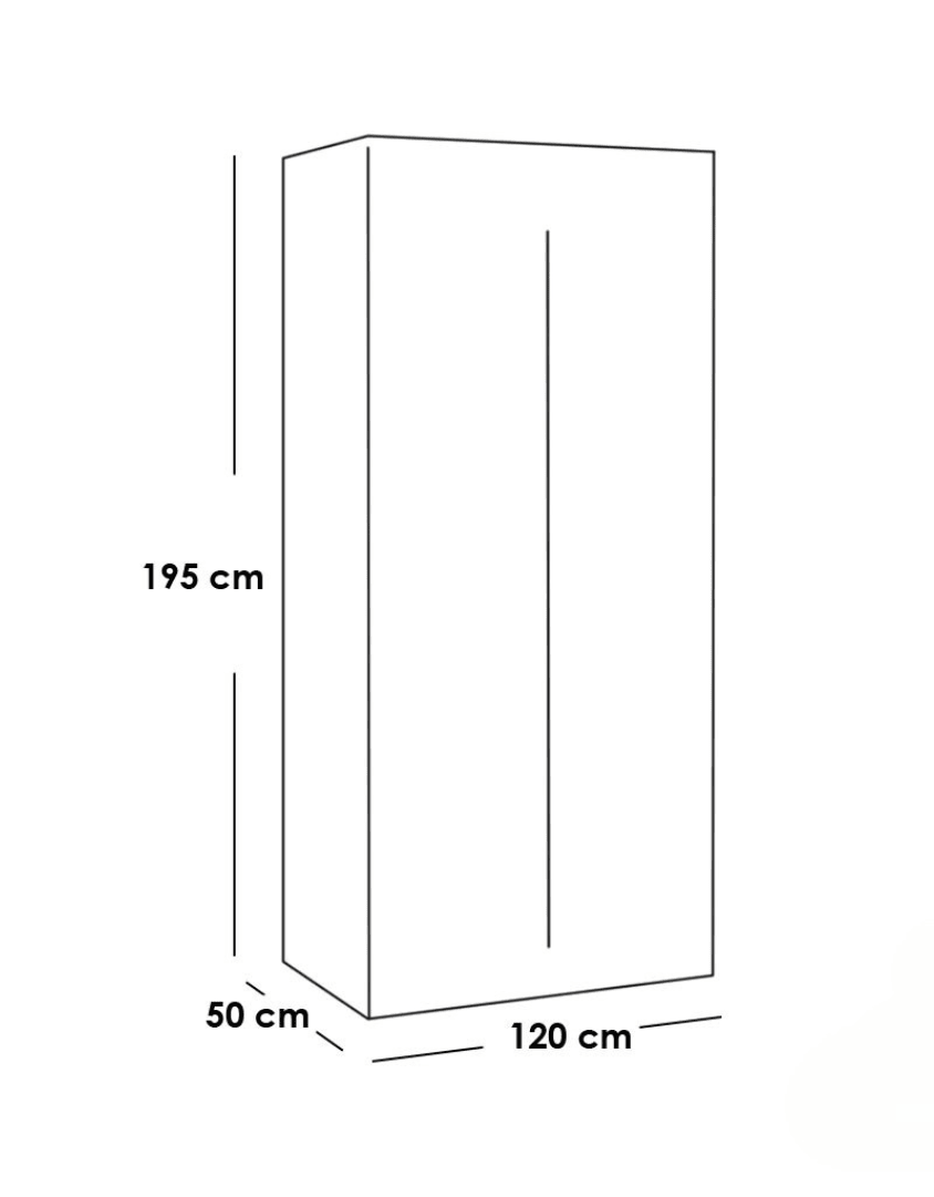 دولاب ام دي اف ضلفتين - 50×195×120 سم كود Wardrobe17022 _ دولاب