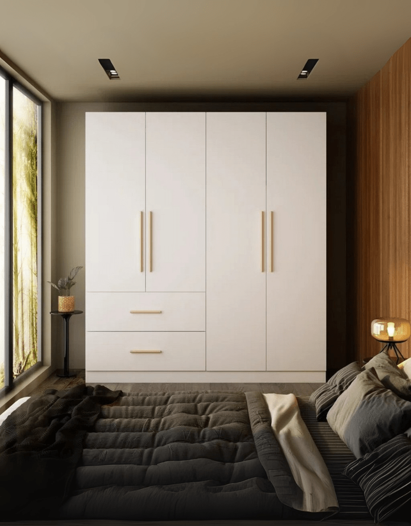 دولاب ام دي اف ضلفتين ابيض - 200 × 160 × 50 سم كود Wardrobe17012 _ دولاب