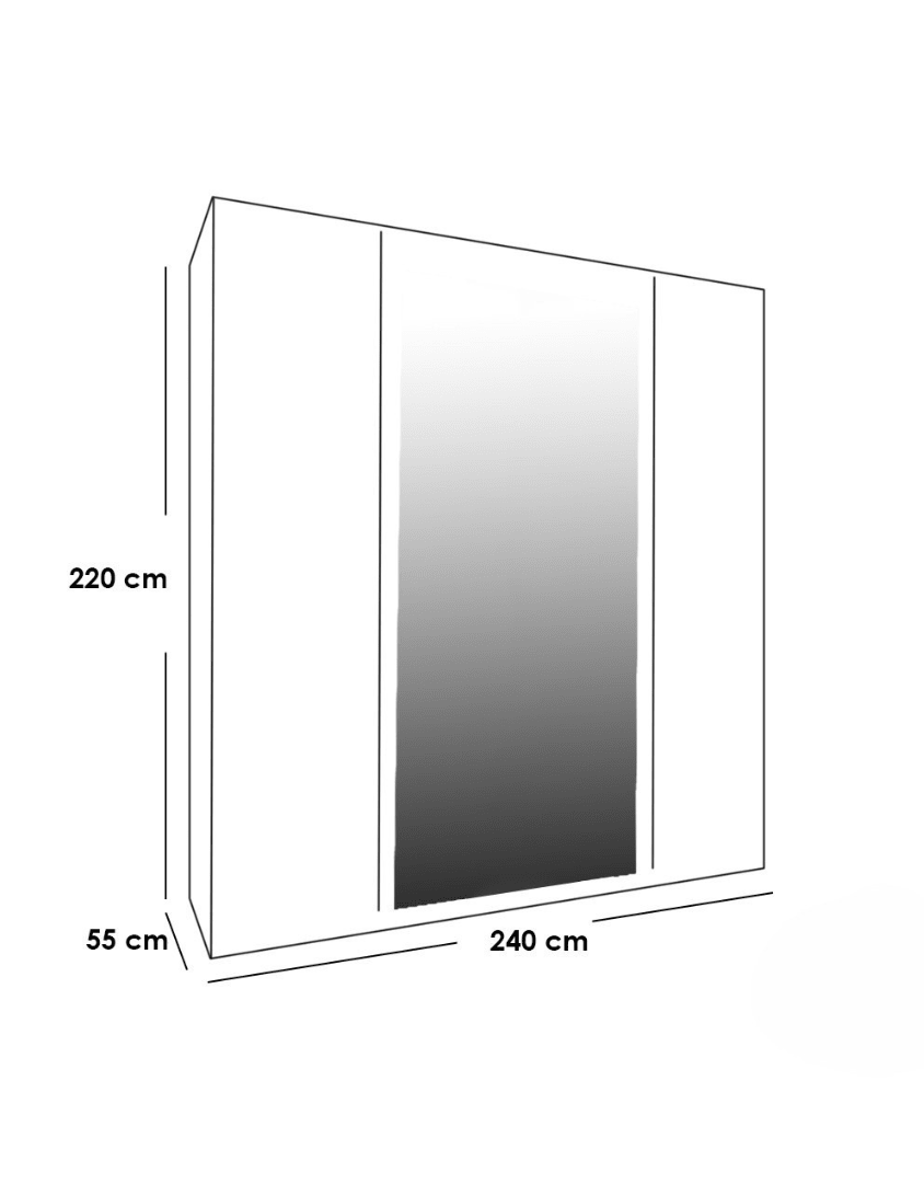 دولاب خشب ام دي اف 3 ضلف رمادي غامق - 220×240×55 سم كود Wardrobe17004 _ دولاب