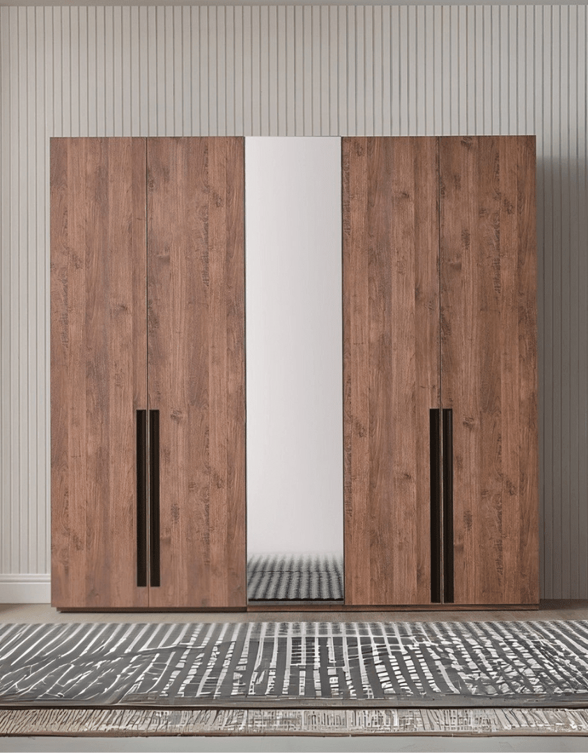 دولاب خشب إتحاد أوربي 3 ضلف بني و أسود - 220×200×50 سم كود Wardrobe17007 _ دولاب