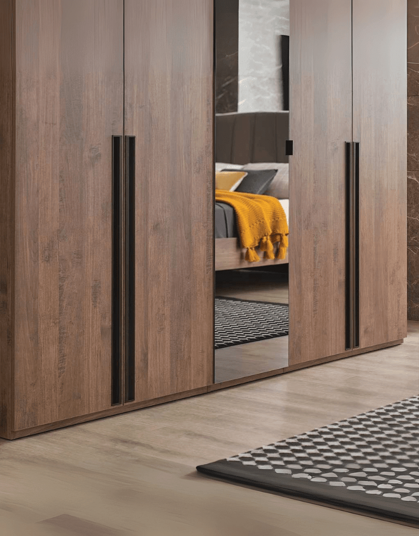 دولاب خشب إتحاد أوربي 3 ضلف بني و أسود - 220×200×50 سم كود Wardrobe17007 _ دولاب