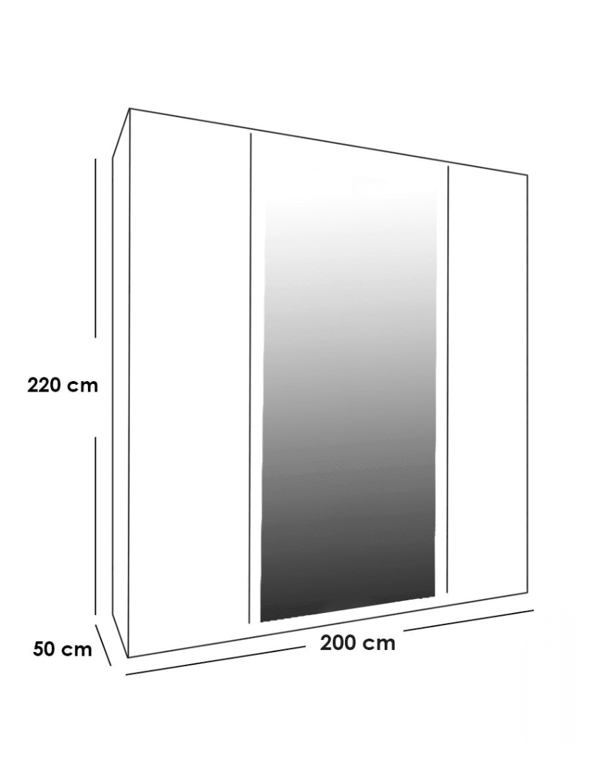 European Union wooden wardrobe, 3 doors, brown and black - 220×200×50 cm, code Wardrobe17007 _ wardrobe
