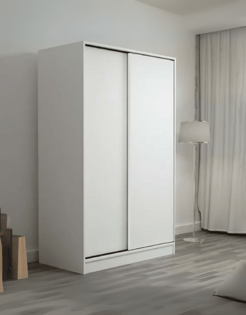 دولاب خشب إتحاد أوروبي ضلفتين أبيض 120*40*180سم كود Wardrobe17002 _ دولاب