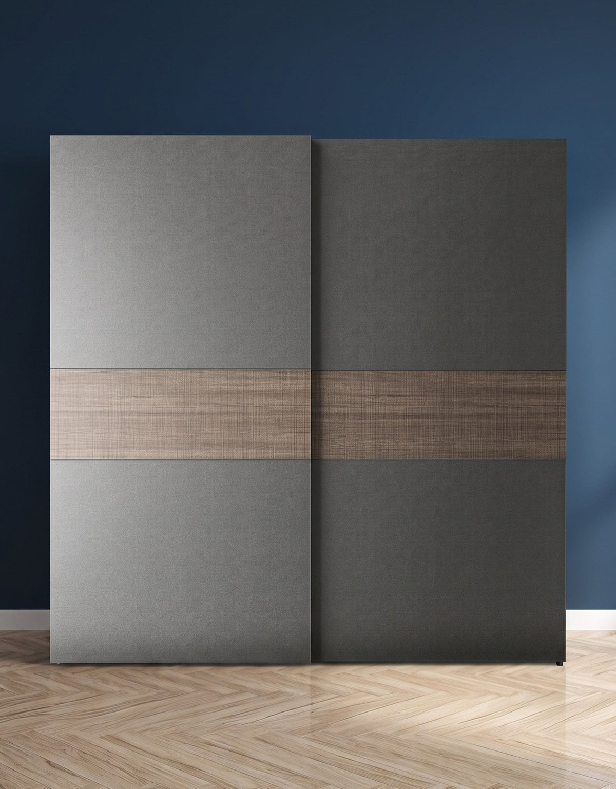 دولاب خشب إتحاد أوروبي ضلفتين رمادي و بني - 200×160×60 سم كود Wardrobe17001 _ دولاب