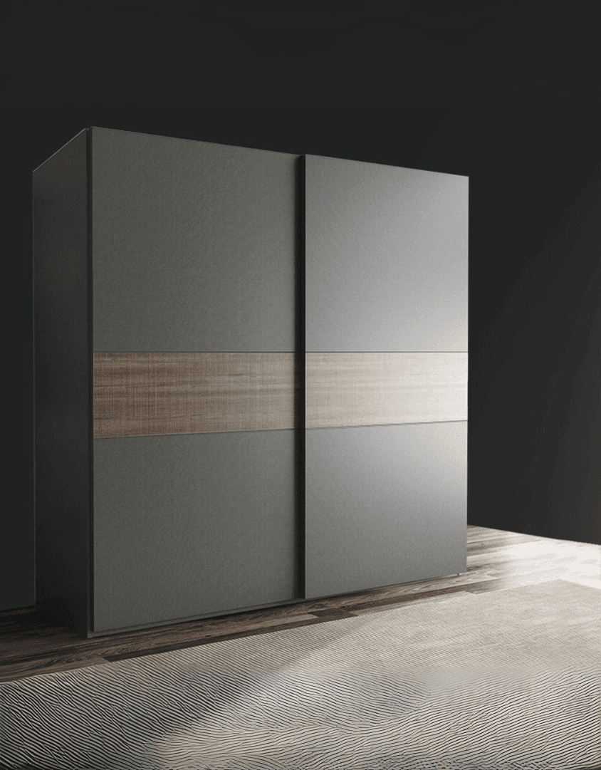 European Union wooden wardrobe, two doors, gray and brown - 200×160×60 cm, code Wardrobe17001 _ wardrobe