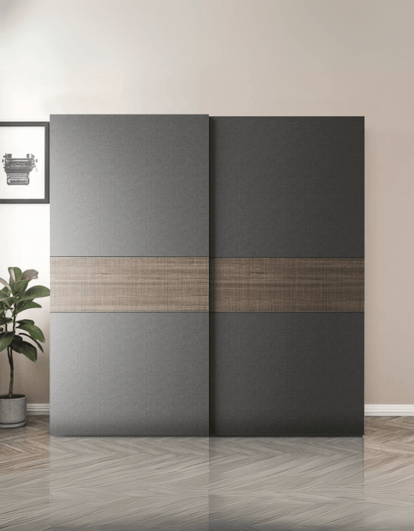 European Union wooden wardrobe, two doors, gray and brown - 200×160×60 cm, code Wardrobe17001 _ wardrobe