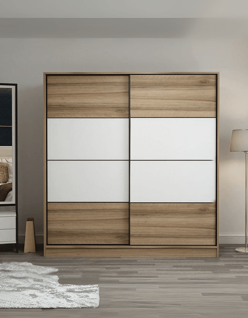 دولاب خشب مُصنع اتحاد اوروبي ضلفتين - 190×140×50 سم كود Wardrobe17016 _ دولاب